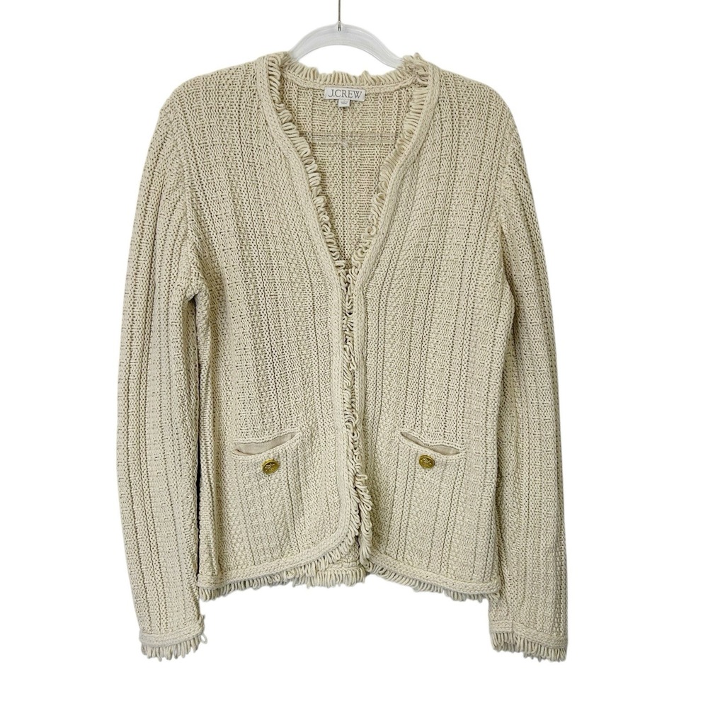 NEW J Crew Cable Knit Lady Jacket Women's Size Large‎ Cream Beige